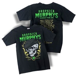 Black & Green Skull Graphic Kids T‑Shirt